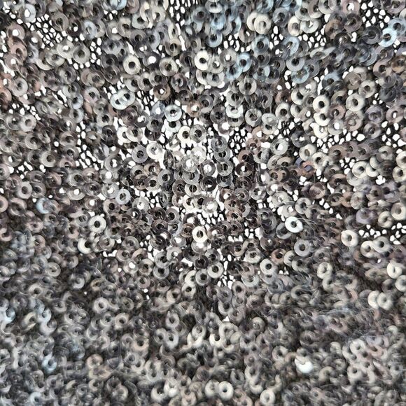 Badgley Mischka X-Small Black Silver Sequined Cami Top Sparkle Stretch Holiday - Picture 4 of 12